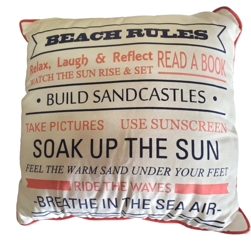 Beach Rules Square Beach Vibes Accent Throw Pillow